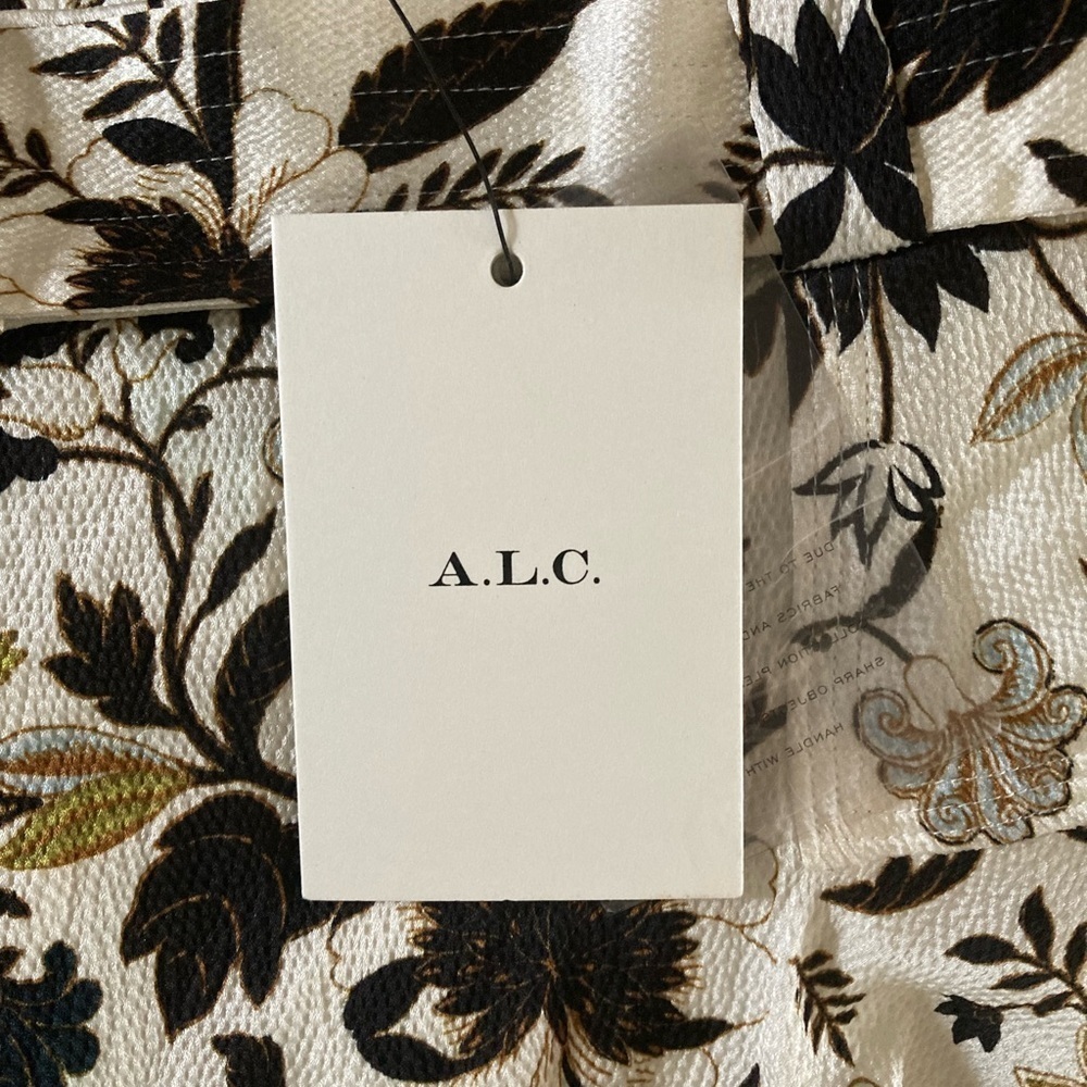 A.L.C. Brien NWT Skirt Black White Floral Print Stretch Silk Flouncy Mini Skirt - Picture 5 of 9